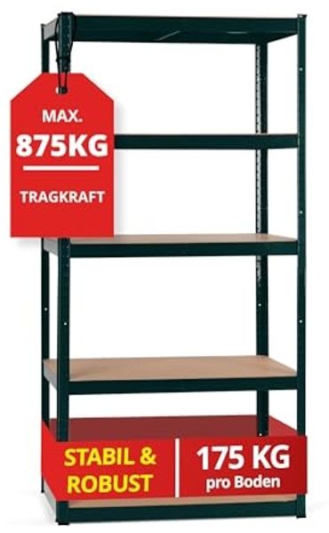 Stagecaptain Schwerlastregal Lagerregal - 5 variabel montierbare Böden - auch als Werkbank umbaubar, Tragkraft pro Boden: 175 kg, gesamt 875 kg