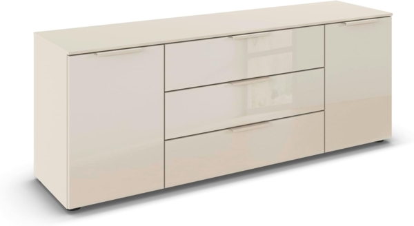 rauch Schubkastenkommode Kommode Türkommode Sideboard Kombikommode FLIPP mit Glasfront (Breite 160 cm mit 2 Einlegeböden), 2-türig mit 3 Schubladen und Soft-Close-Funktion sowie Glasfront