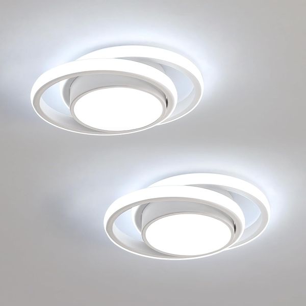 Comely 2 Stück LED Deckenleuchte für Schlafzimmer, Küche, Flur, 32 W 2350LM Deckenlampe Moderne, Runde LED Lampe Decke, Kaltweiß 6500K, Durchmesser 28cm, Weiß
