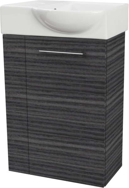 Fackelmann SBC B. PERFEKT Gäste WC Set 2-teilig 45 cm, Anthrazit, rechts, Keramik Hahnloch links