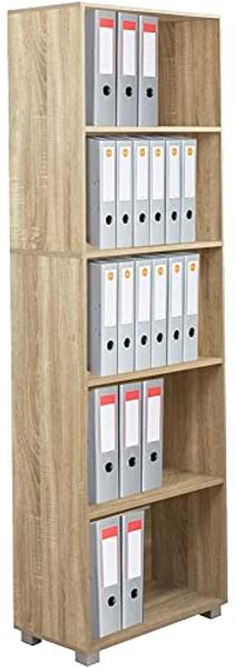 BAKAJI Bücherregal Segel 5 Regale Möbel 190 cm Büro Aufbewahrung Dokumente Bücher Bibliothek Schrank Regale Wohnzimmer Struktur aus Holz