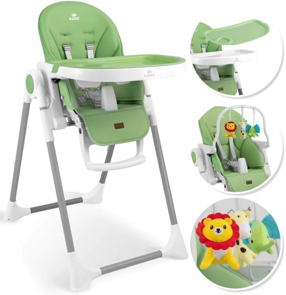 KIDIZ® 3in1 Hochstuhl Kinderhochstuhl inkl. Spielbügel , Babyliege , Kombihochstuhl Babyhochsitz ,7 höhenverstellbar Verstellbare Rückenlehne , mitwachsend ab 0 Monate bis 6 Jahre Babystuhl Grün