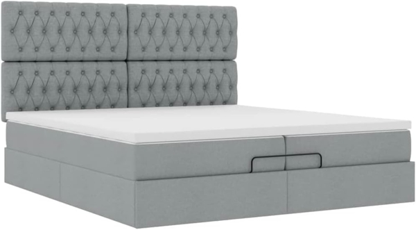 Ottoman-Bett mit Matratzen Hellgrau 200x200 cm Stoff 3313265