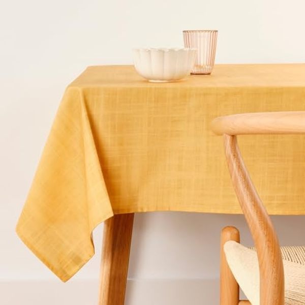 Belum Tischdecke, schmutzabweisend, Größe 250x140 cm, extra weich, Senffarben, 100, Stoff 100% Bio-Baumwolle, einfarbig, Tischdecke