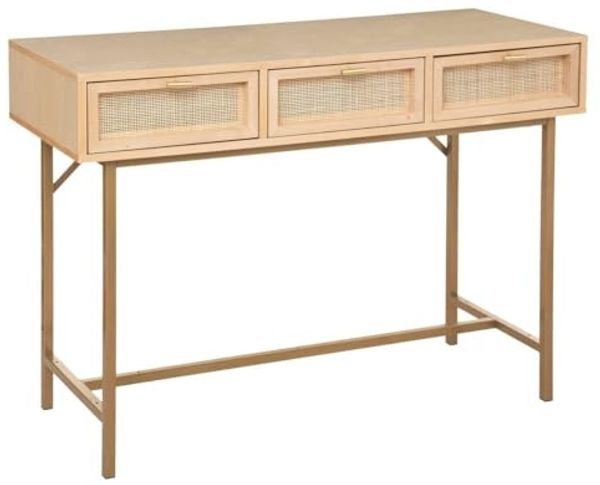 Atmosphera Créateur d'intérieur Schreibtisch Schmale Konsole Boho RAYO mit 3 Schubladen und Wiener Geflecht (funktional)