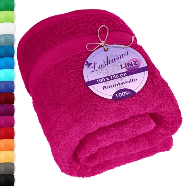 Lashuma Handtuch Linz, Frottee (1-St), Pinkes Badetuch Damen 100x150 cm