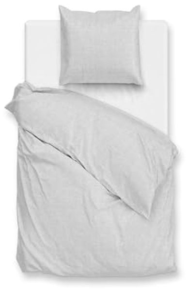 Zo! Home Flanell Bettwäsche 135x200 Flanella di Lino Dove Grey uni Melange silber
