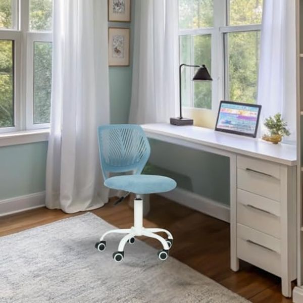 FurnitureR Teenage Office Stuhl, höhenverstellbar, armless Sitz, bunt, Study für Zuhause und Büro, Computersitz, ergonomisch & Swivel, 40,5 x 44 x 87 cm, Curio Blue