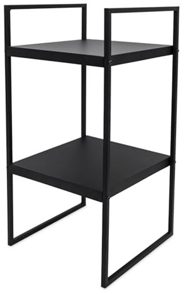 Spetebo Standregal Metall Standregal schwarz offen mit 2 Fächern - 54 x 27 cm, Anzahl 1-tlg, zwei praktische Ablagen