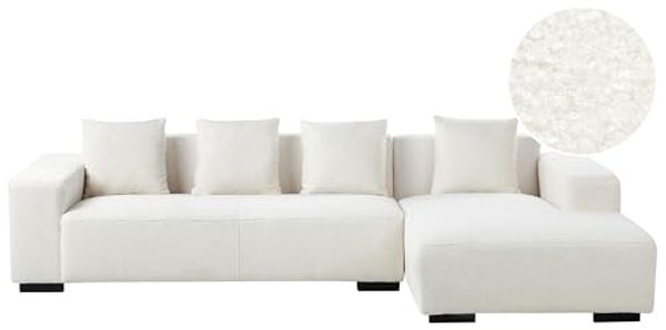 Ecksofa 4-Sitzer LUNGO Bouclé Weiß linksseitig