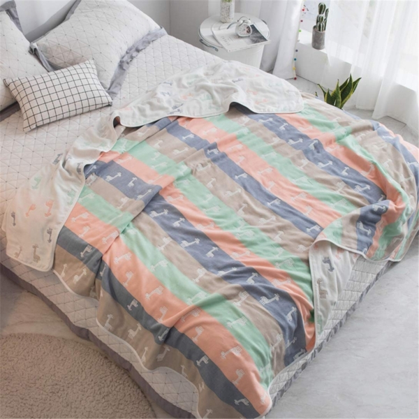 Hayisugal Kuscheldecke zweiseitig Tagesdecke Bettüberwurf 100% Baumwolle Kinder Überwurf Decke Baumwolldecke Bunte Decke Kinder Bettdecke Decken Winter Decke Sofa Decke, Giraffe, 120x150 cm Bild 4