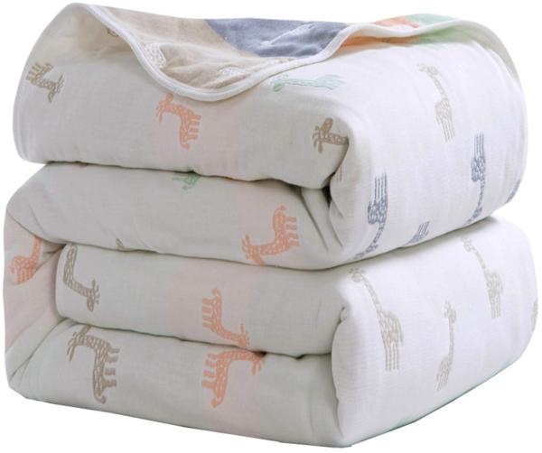 Hayisugal Kuscheldecke zweiseitig Tagesdecke Bettüberwurf 100% Baumwolle Kinder Überwurf Decke Baumwolldecke Bunte Decke Kinder Bettdecke Decken Winter Decke Sofa Decke, Giraffe, 120x150 cm Bild 1