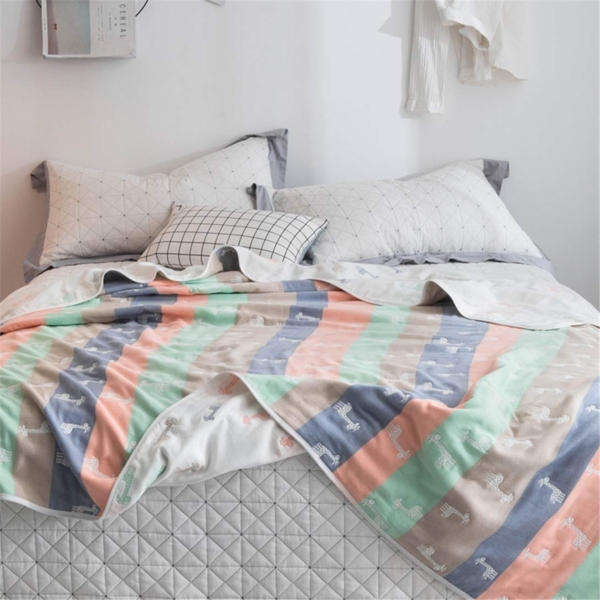 Hayisugal Kuscheldecke zweiseitig Tagesdecke Bettüberwurf 100% Baumwolle Kinder Überwurf Decke Baumwolldecke Bunte Decke Kinder Bettdecke Decken Winter Decke Sofa Decke, Giraffe, 120x150 cm Bild 2