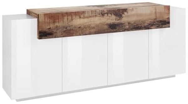 INOSIGN Sideboard Coro, Kommode, Schrank, Kredenz, grifflos mit Einlegeböden, 1 klappe,4 Türen, Doppeltiefe, B/T/H 200x45x85,6cm
