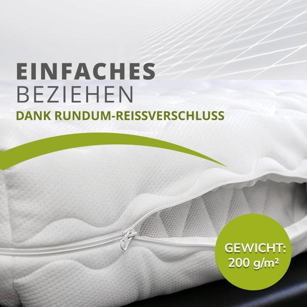 BettwarenShop Ersatz Matratzenbezug Doppeltuch, Polyester, 200x200 cm I 14 cm Kernhöhe Bild 9