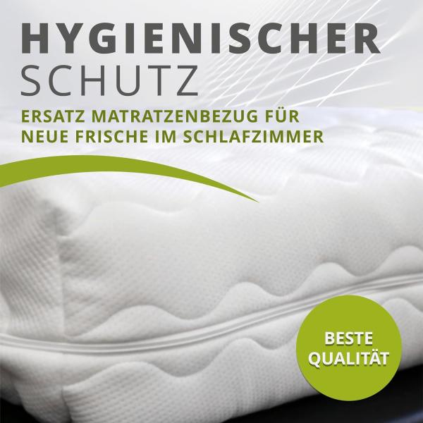 BettwarenShop Ersatz Matratzenbezug Doppeltuch, Polyester, 200x200 cm I 14 cm Kernhöhe Bild 4