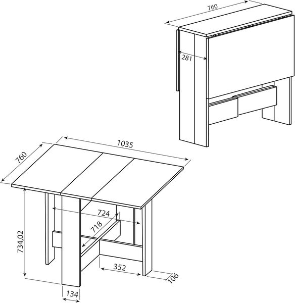 Symbiosis Trick C3 Tisch, Holz veredelt, Weiß/Beton, 73. 4 x 103 x 76 cm Bild 3