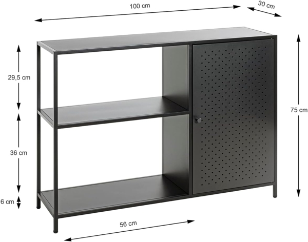 HAKU Möbel Regal, Metall, schwarz, B 100 x T 30 x H 75 cm Bild 2