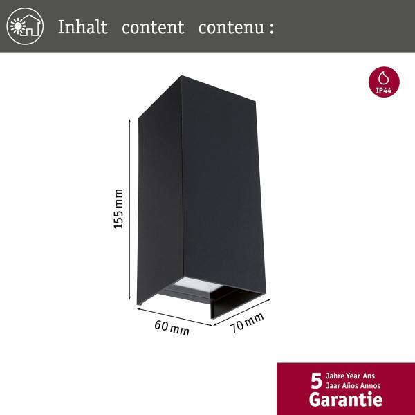 Paulmann No. 94326 House Außenwandleuchte Flame IP44 3000K anthrazit Up&Down Bild 2