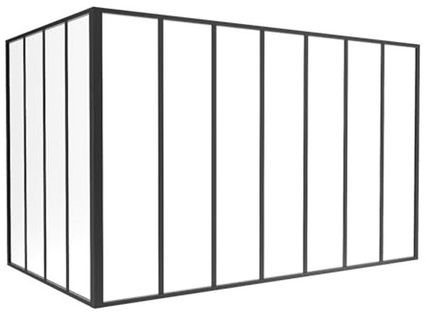 Vente-unique - BAYVIEW Innenglaswand MetallGlas Schwarz - B 120 cm x H 130 cm x L 210 cm