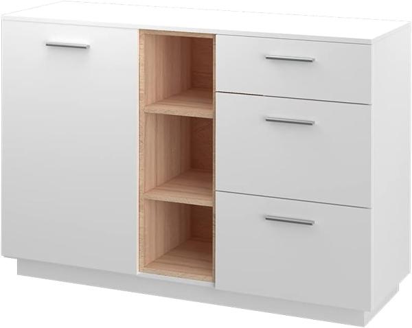 Vicco Kommode Highboard Anrichte Beatrice Weiß 3 Schubladen Sideboard Regal