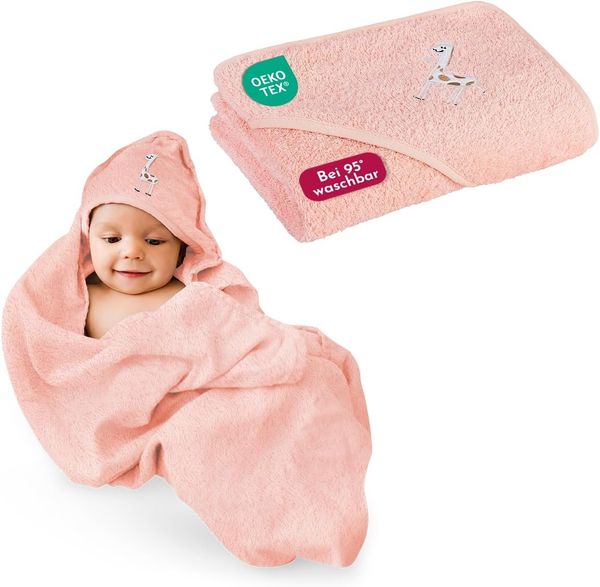 Clinotest Kapuzenhandtuch Kuscheliges Handtuch für Babys, 80x80 cm, verschiedene Farben, 100% Baumwolle, Saugstarkes Badehandtuch mit Kapuze