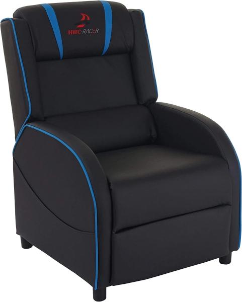 Fernsehsessel HWC-D68, HWC-Racer Relaxsessel TV-Sessel Gaming-Sessel, Kunstleder ~ schwarz/blau