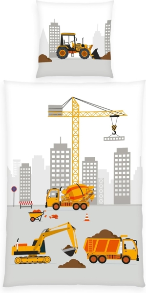 Herding Renforcé Baustelle Bettwäsche Bettbezug 135 x 200 cm Kopfkissenbezug 80 x 80 cm