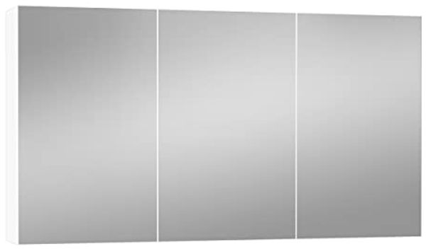 Baikal Camerino Schrank mit Spiegel, Mehrzweck-Badezimmerschrank, wahlweise mit oder ohne LED-Licht, einfache Montage, montierter Schrank, weißes Finish, 120 cm