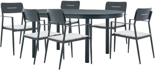 Vente-unique - LOTTYS Garden dining set Metall Grau - B 56 cm99 cm x H 86 cm75 cm x L 56 cm220 cm170 cm