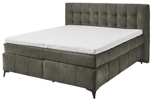 Boxspringbett >Oregon< Liegefläche 180x200 cm, H3/H4, in dunkelbraun - 200x121x210 (BxHxT)