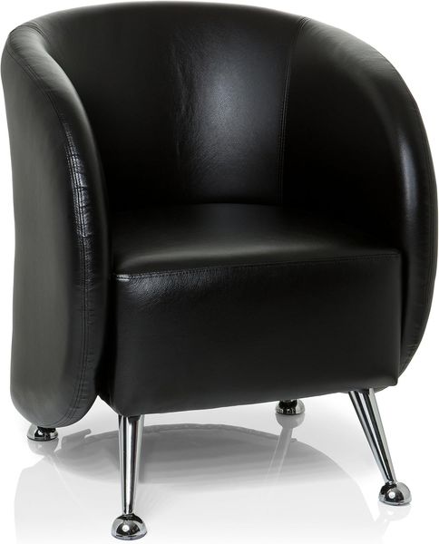 hjh OFFICE Polstersessel ST. Lucia Kunstleder Lounge-Sessel mit weicher Sitzpolsterung, 713200, Schwarz