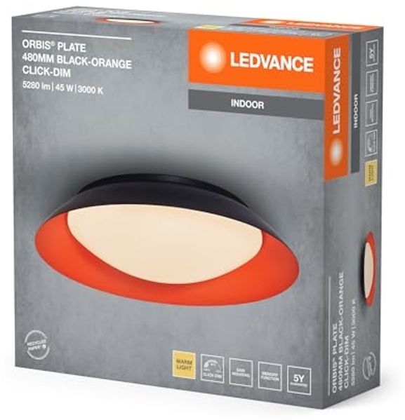 LEDVANCE Orbis Platte 480 mm 45 W 830 Click DIM Schwarz und Orange Bild 4