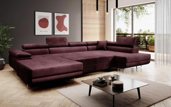 Designer Sofa Lago mit Schlaf und Klappfunktion (Samt) Anthrazit Links