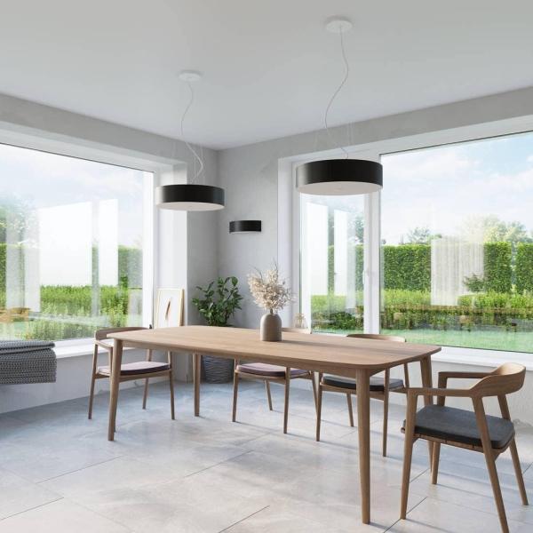 Deckenleuchte, Schwarz, Weiß, Stoff, Glas, Stahl, L 50 cm Bild 2