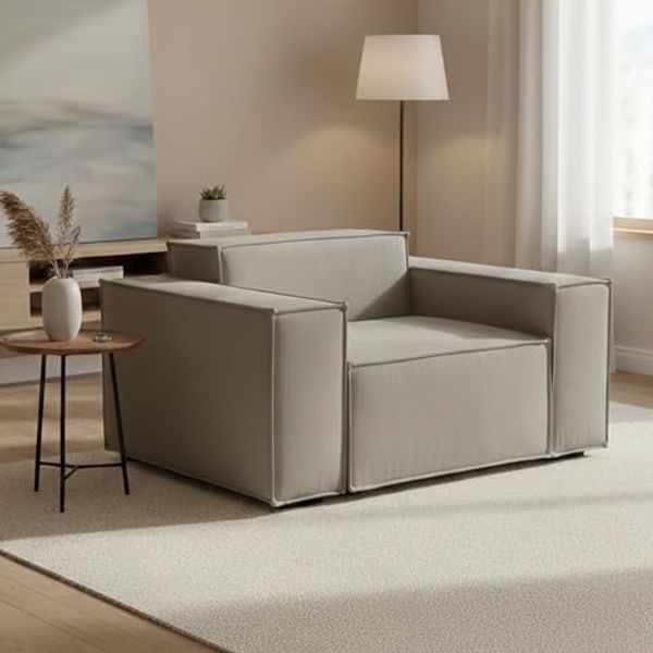 Talamo Italia - Cristiana-Sessel, Wohnzimmersessel, 100 % Made in Italy, Relaxsessel aus gepolstertem Stoff, 160 x 95 x 70 cm, Taupe