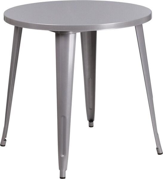 Flash Furniture Jeffrey Tisch für Innen- und Außenbereich, 76,2 cm, rund, silberfarben