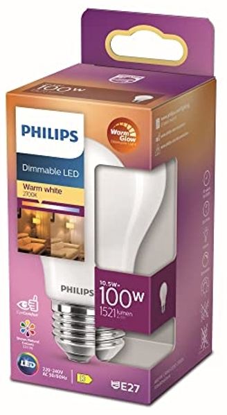 Phillips LED classic WarmGlow Lampe 100W E27 matt weiß dimmbar