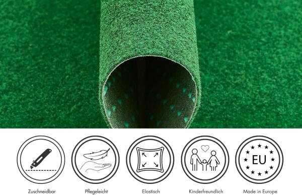 andiamo Kunstrasen Outdoor wasserdurchlässig, Rasenteppich wetterfest, Drainage-Noppen, UV-beständig, für Balkon und Garten, Farbe:Grün, Größe:200x300 cm Bild 2