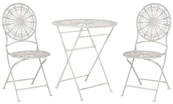 Beliani 'Scario' Bistro-Set, 3-teilig, Tisch + 2x Stuhl, Metall, Weiß
