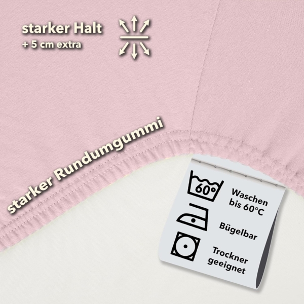 STUDIO Basic Spannbettlaken 140x200 cm, 100% gekämmte Baumwolle, Oeko-TEX 100, Markenqualität, Bettlaken Spannbetttuch Jersey 140x200 - Puder Bild 3