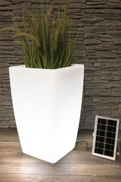 Arnusa Pflanzkübel Solar Blumenkübel LED Farbwechsel + Fernbedienung Akku Blumentopf, beleuchtet Solarleuchte moderne Lampe