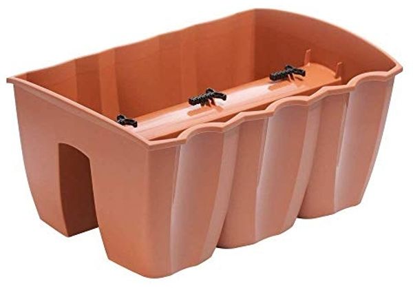 Unbekannt Blumenkasten Balkonkasten Blumentopf Geländer Topf klein 12 Liter Terrakotta