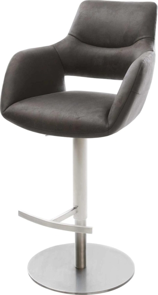 Barstuhl Yago-Flex Mikrofaser Anthrazit Vintage Drehfuß höhenverstellbar Edelstahl drehbar Taschenfederkern