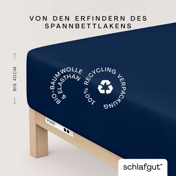 Schlafgut Spannbettlaken PURE BOXSPRING in Gr. 90x200, 140x200 oder 180x200, für Boxspringbett, Jersey-Elasthan, Gummizug: rundum, (1 Stück), aus Bio-Baumwolle, für Matratzen bis 40 cm Höhe, Bettlaken Bild 2