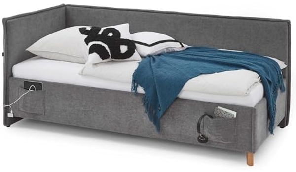 Basis-Liege mit Bettkasten Foggia / Fun, Stoff, Beige, 128 x 90 x 208 cm