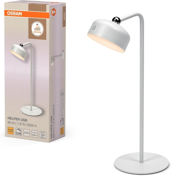 OSRAM LED-Tischleuchte, 1,8W, 3000K, 140lm, warmweiß, Dimmbar, IP20, weiß Bild 1