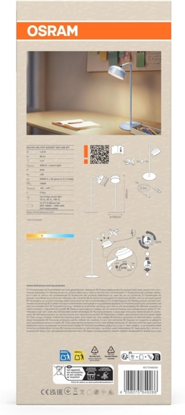 OSRAM LED-Tischleuchte, 1,8W, 3000K, 140lm, warmweiß, Dimmbar, IP20, weiß Bild 7