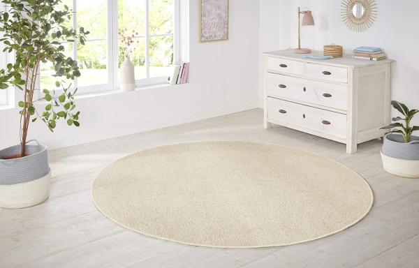 Kurzflor Teppich Nasty, rund - creme - 200 cm Durchmesser