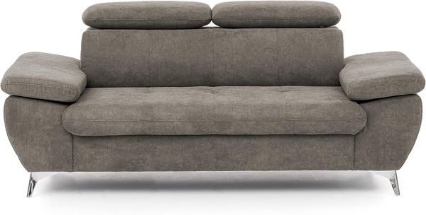 Mivano 2,5er-Sofa Gisele / Sofagarnitur mit Kopfteilverstellung und Armteilfunktion / 196 x 83 x 100 / Velours, Beige